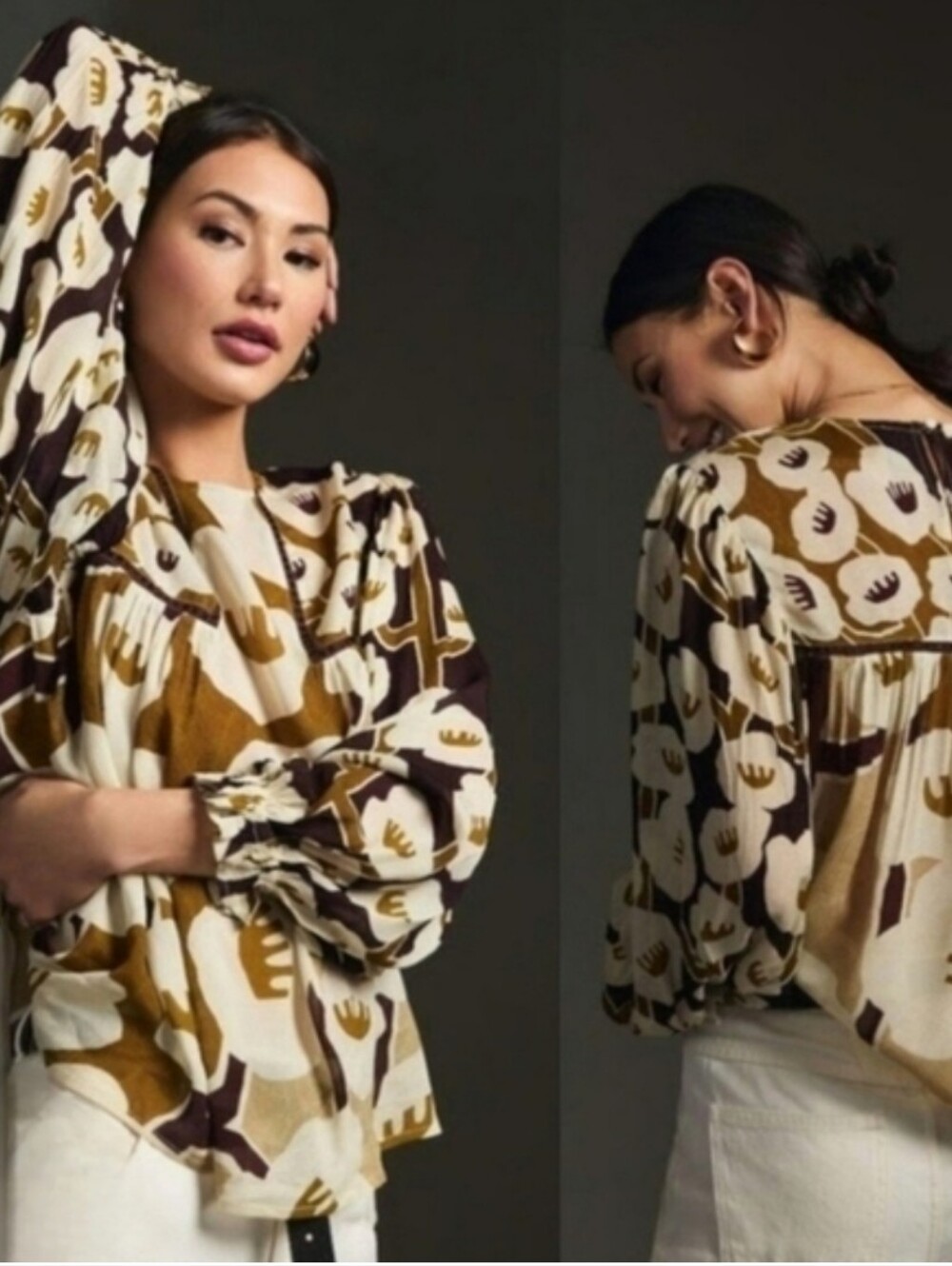 Blank london viscose abstract print blouse size 1X